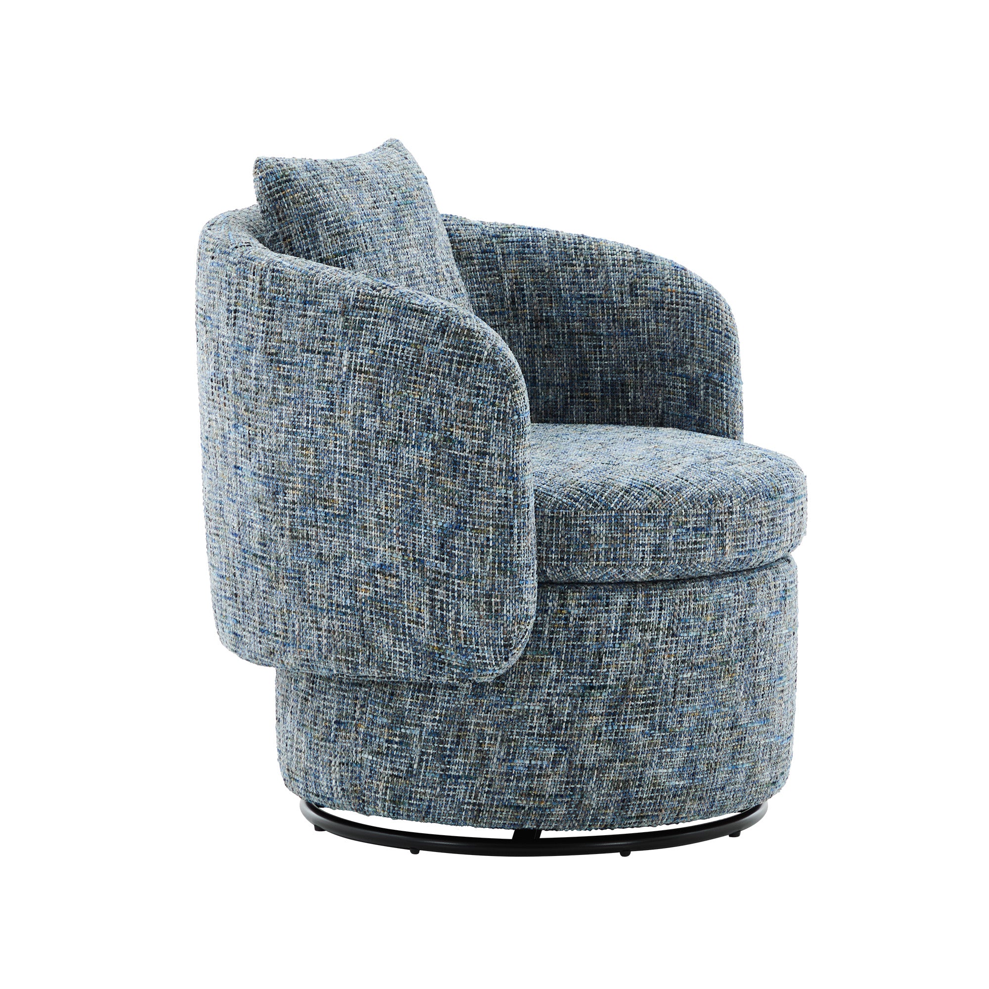 028 Swivel Armchair, 360° Rotating Accent Chair with Hidden Storage, Blue