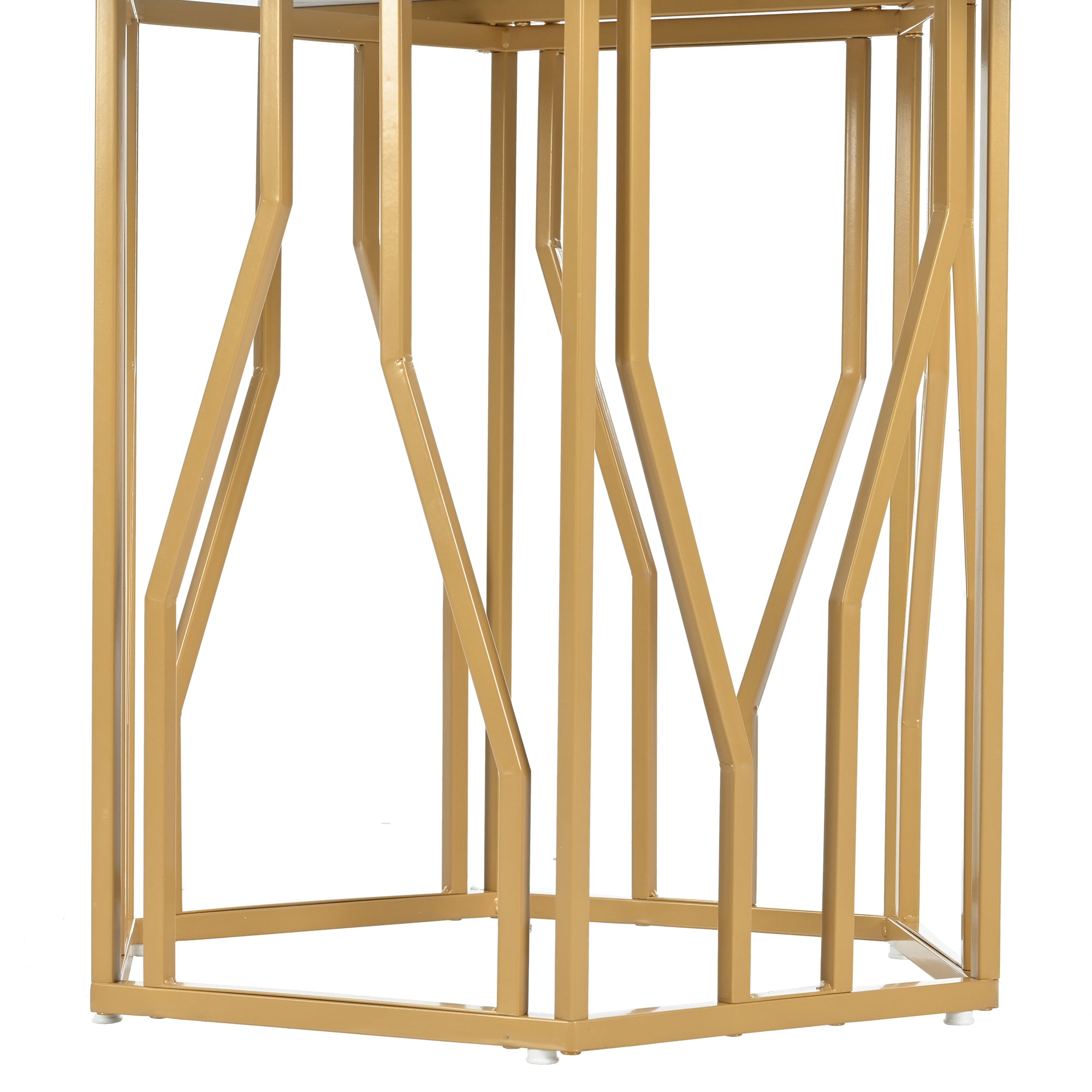 Dining Set (5-Piece) Modern Hexagonal Marble Table 4 Green Velvet Chairs Gold Legs