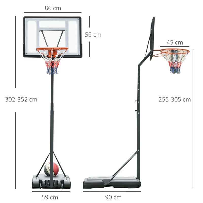 Outdoor Basketball Hoop with Height Adjustable Stand and Wheels, Steel