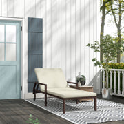 Outdoor Sun Lounger, Chaise Recliner 5-Level Adjustable Back with Wheels, Rattan Wicker