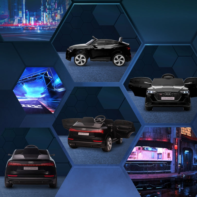 Audi E-tron Licensed 12V Electric Car with Parental Remote, Music, Lights, Suspension Wheels, Black