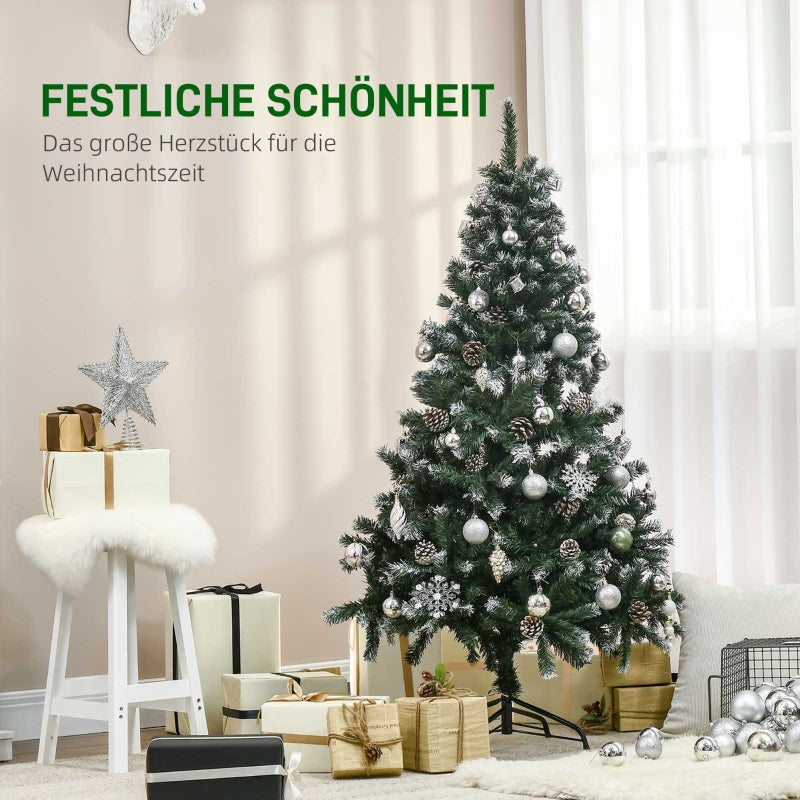 Artificial Christmas Tree, Snowy Tips, Fireproof, 150 cm