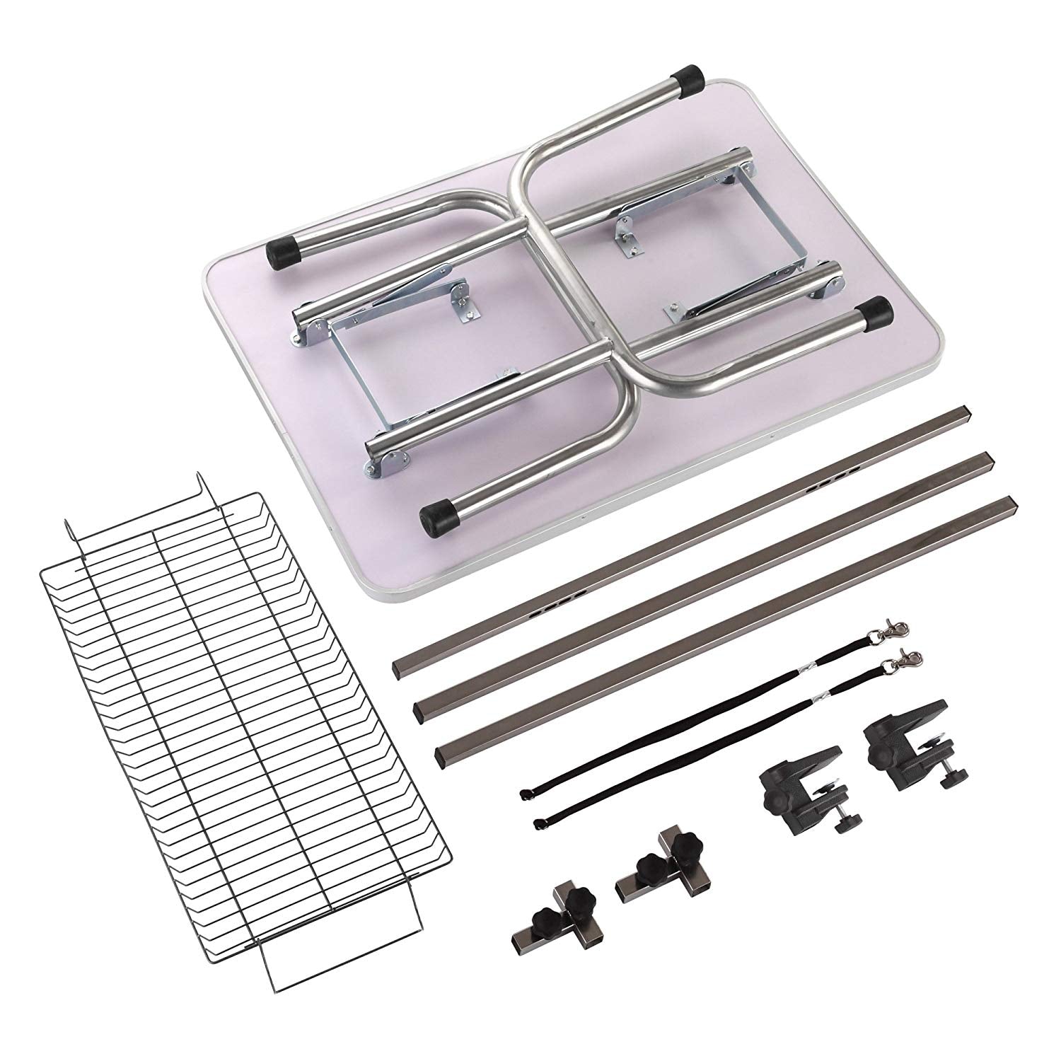 Professional Foldable Dog Grooming Table, Adjustable Arm, Robust, Mesh Tray & Rubber Mat