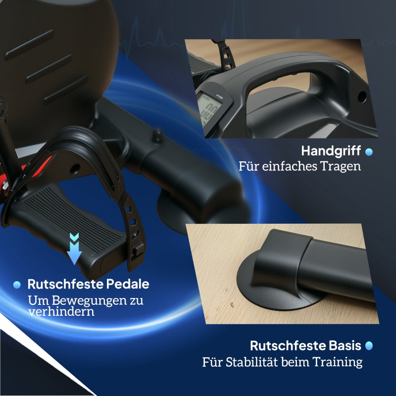 Pedal Trainer Mini Exercise Bike, 8 Levels Magnetic Resistance, LCD Display, Black