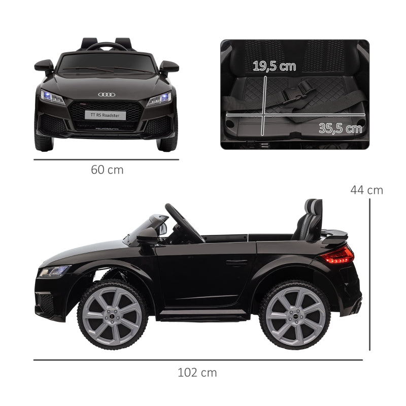 Audi Kids' Electric Car, 2.4G Remote Control, Music, Horn, LED, USB, Black