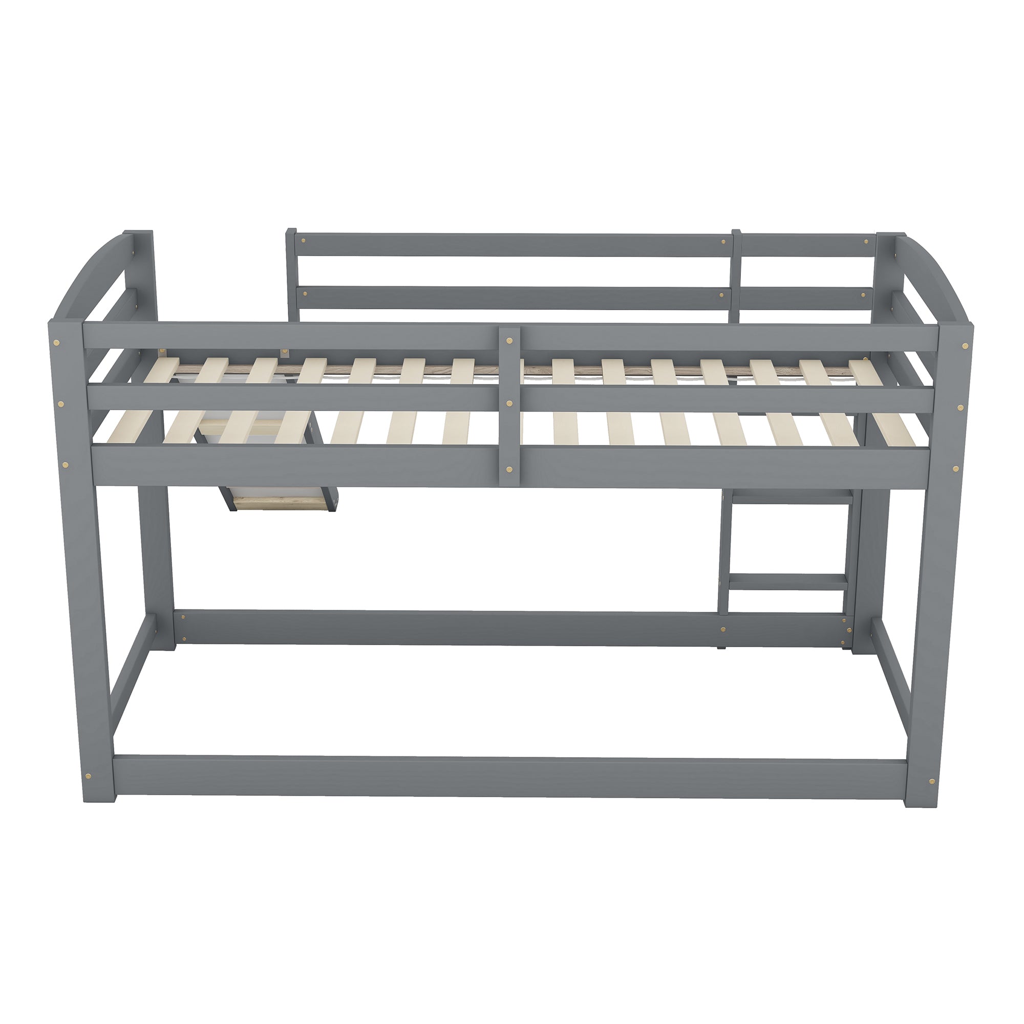 Bunk Bed 90x200cm with Slide Solid Wood Frame - Grey