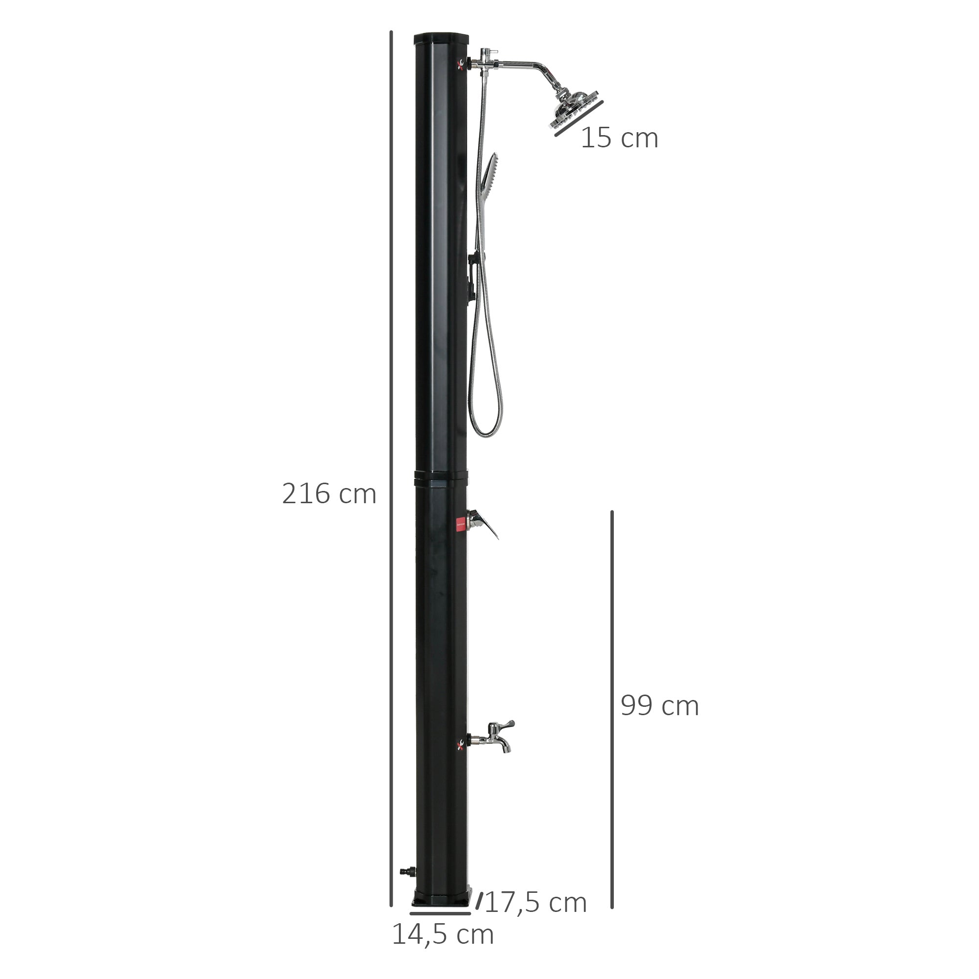 Solar Shower 35L Camping Pool Tap Rain Head Black