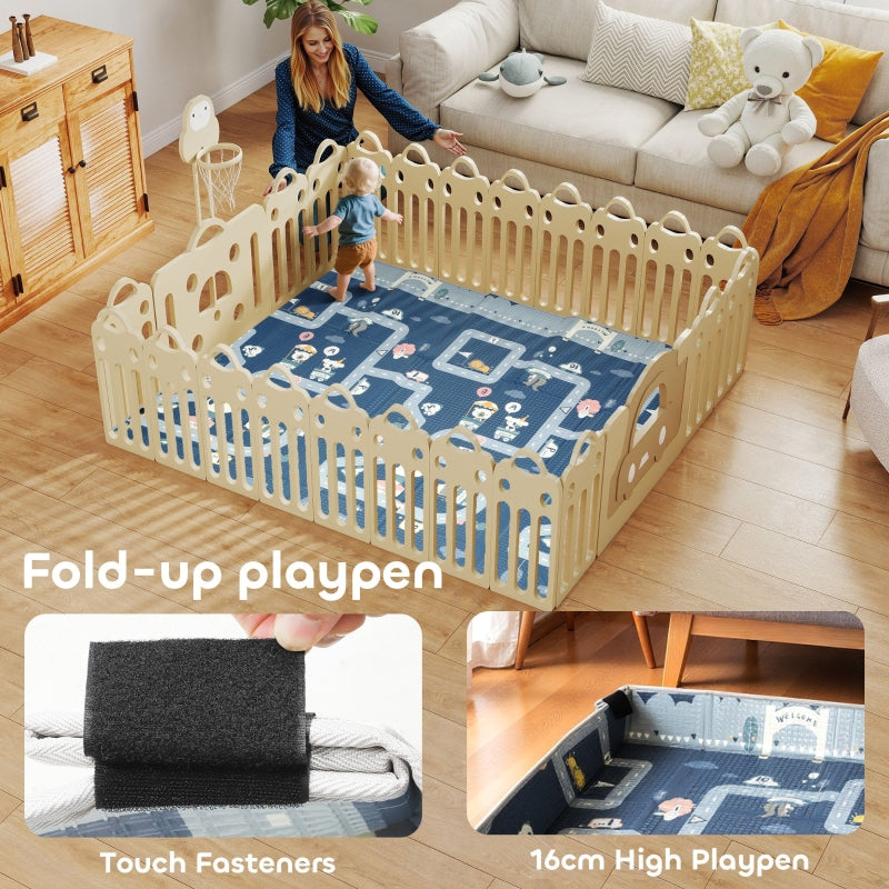 Foldable Baby Play Mat Playpen Reversible Foam Traffic and Grey Diamond Theme