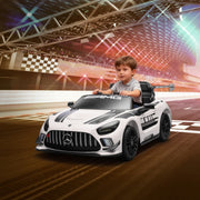 Mercedes Electric Ride-On Car for Children with 12V Battery and LED Lights, White