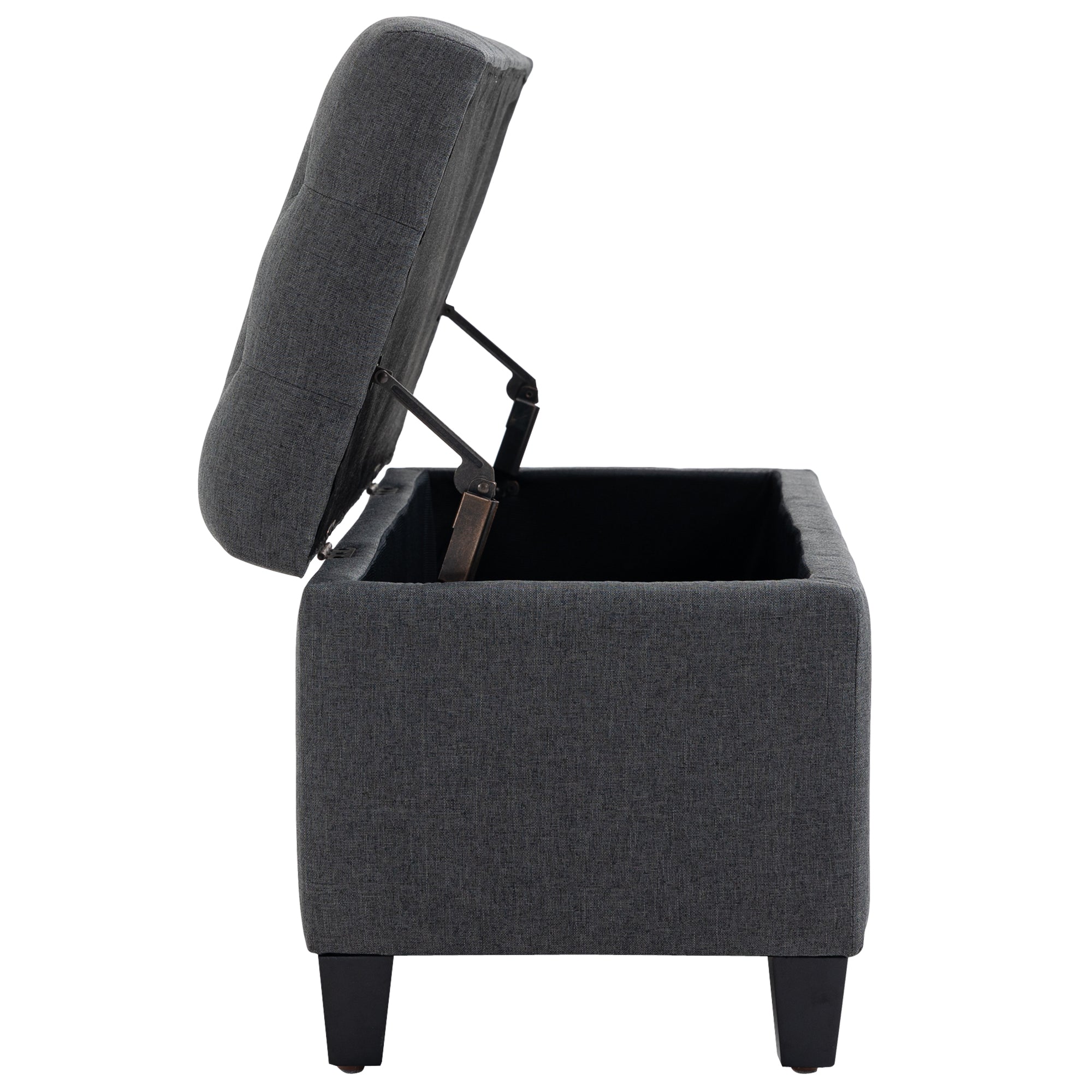 Upholstered Bench with Storage Space 100x40x44 cm, Dark Grey Polyester/Rubberwood