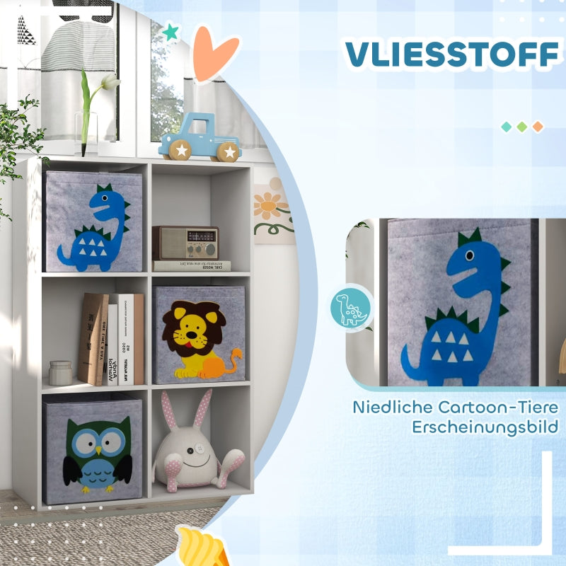 ZONEKIZ Children's Shelf Bookcase with 3 Storage Boxes, White + Gray