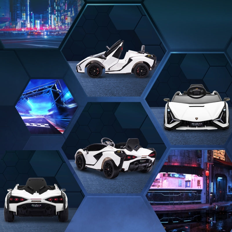 Lamborghini Sian Licensed 12V Electric Ride On Car with Remote Control, White