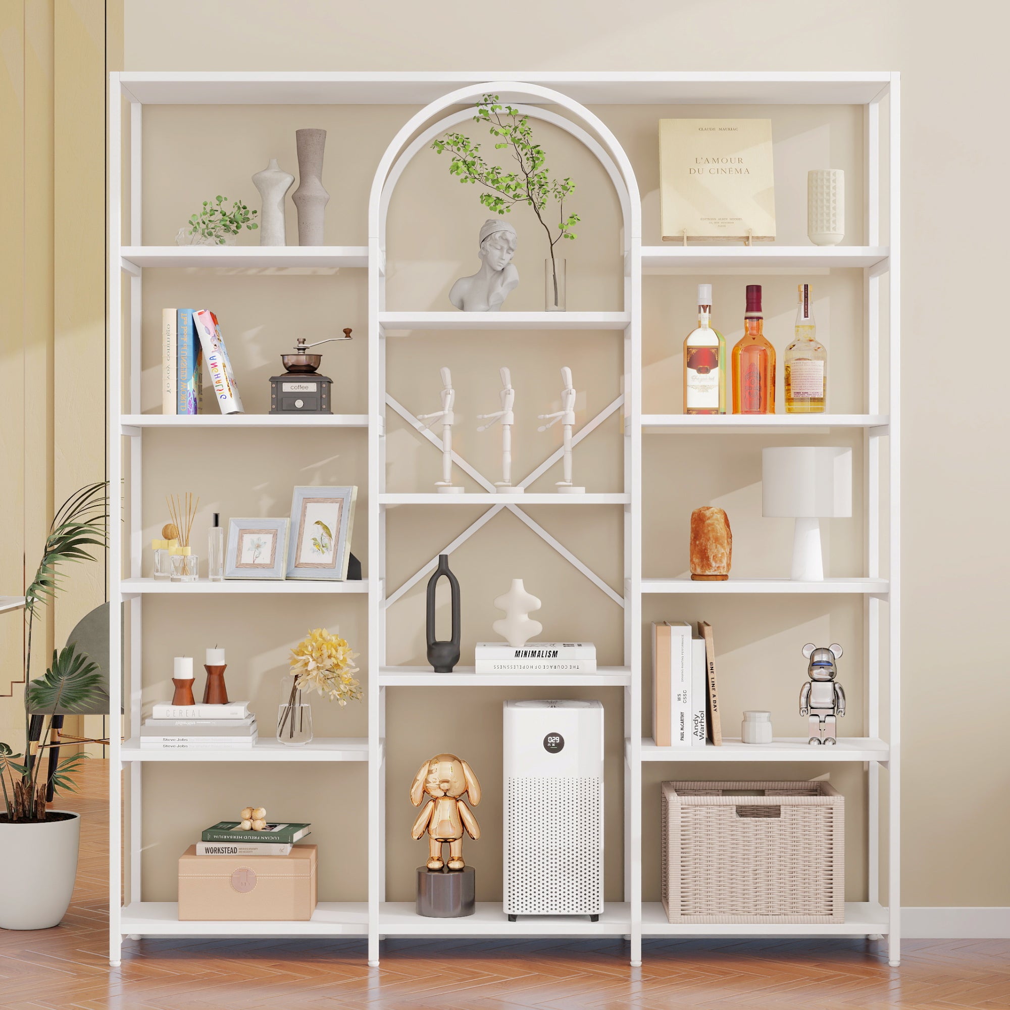 Shelf 160x30x180cm Minimalist Multiple Storage MDF/Steel White