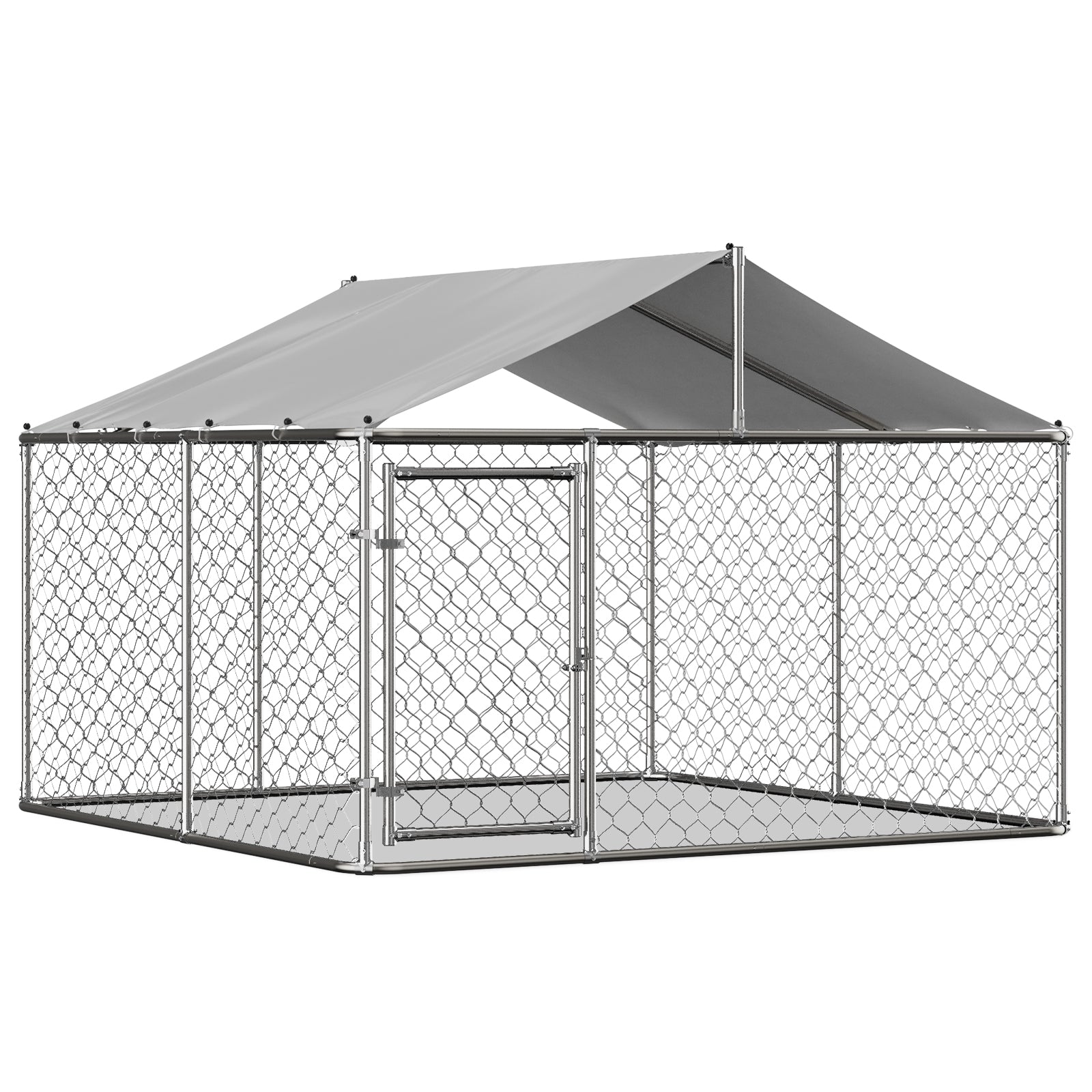 Outdoor Dog Kennel 230x230x117cm Heavy-Duty Roof Lockable Door - Galvanized Steel