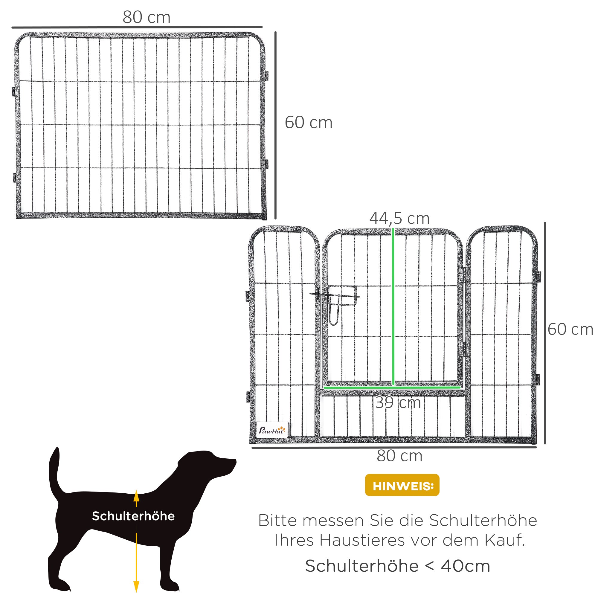 Puppy Playpen, 60cm 16 Sections 2 Doors, Steel