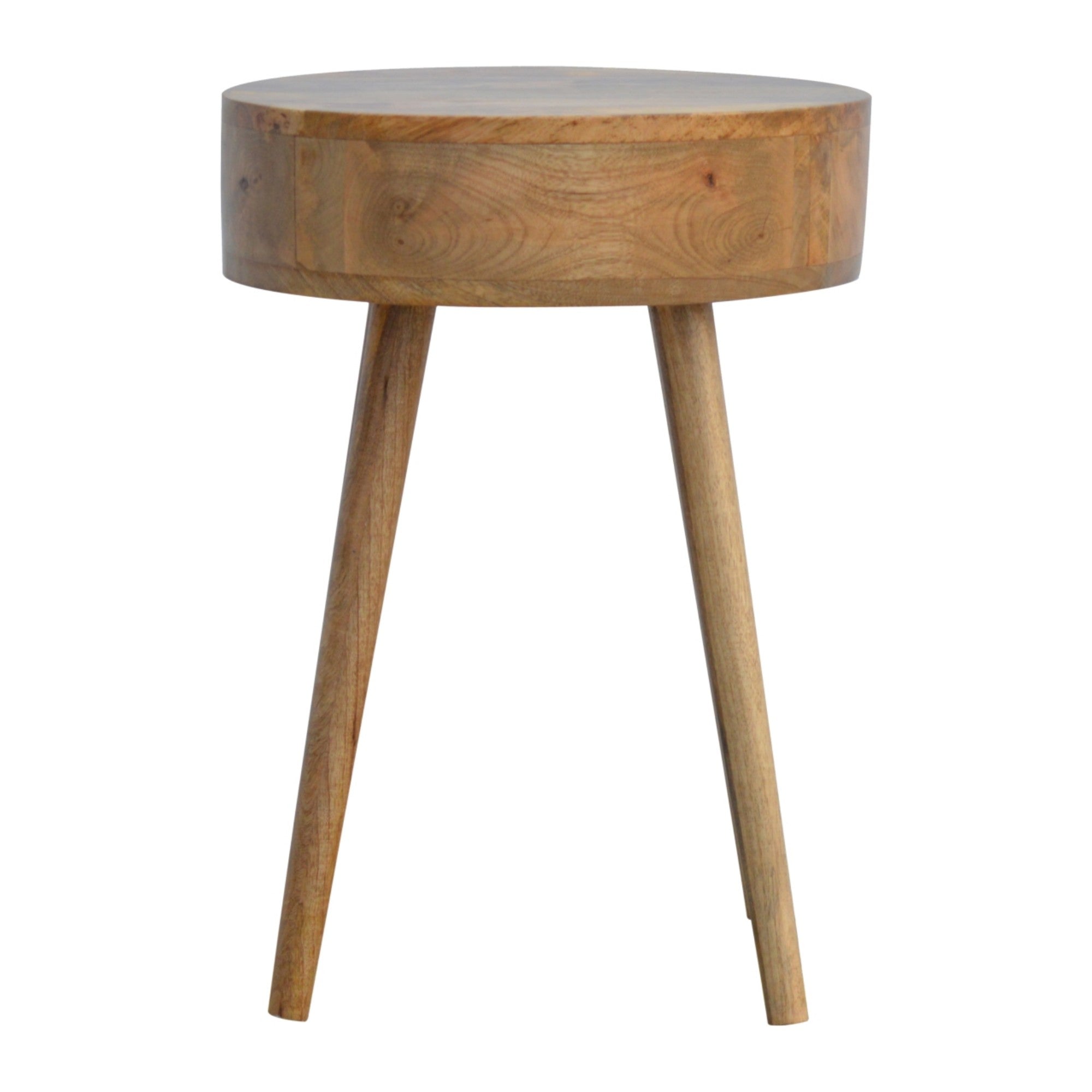 Solid Wood Bedside, Circular Shaped 1 Drawer, Nordic