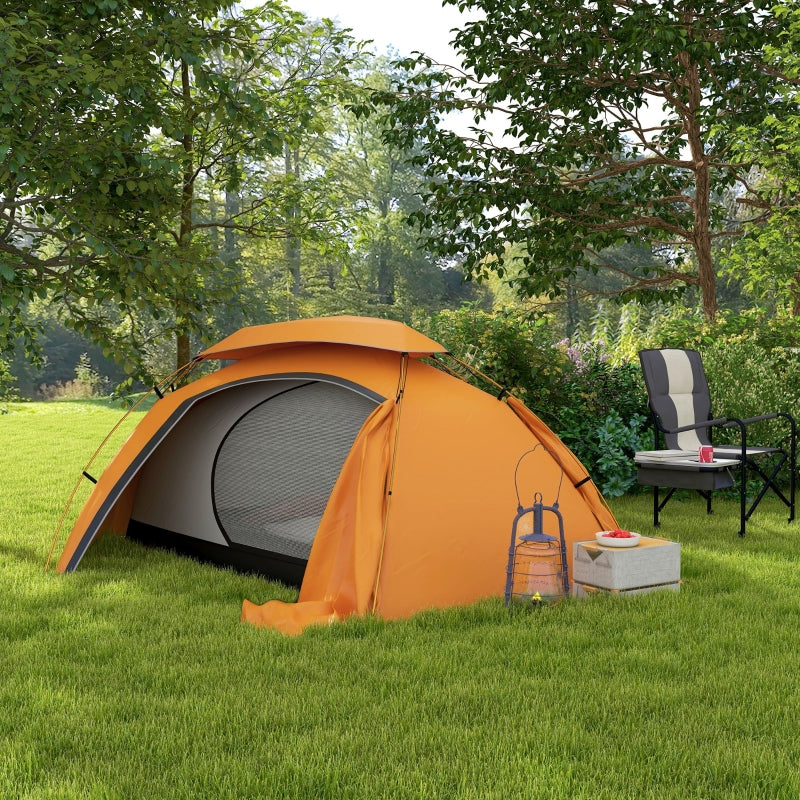 Aluminium Frame Camping Tent, 1-2 Man Dome with 2000mm Waterproof Rainfly, Orange