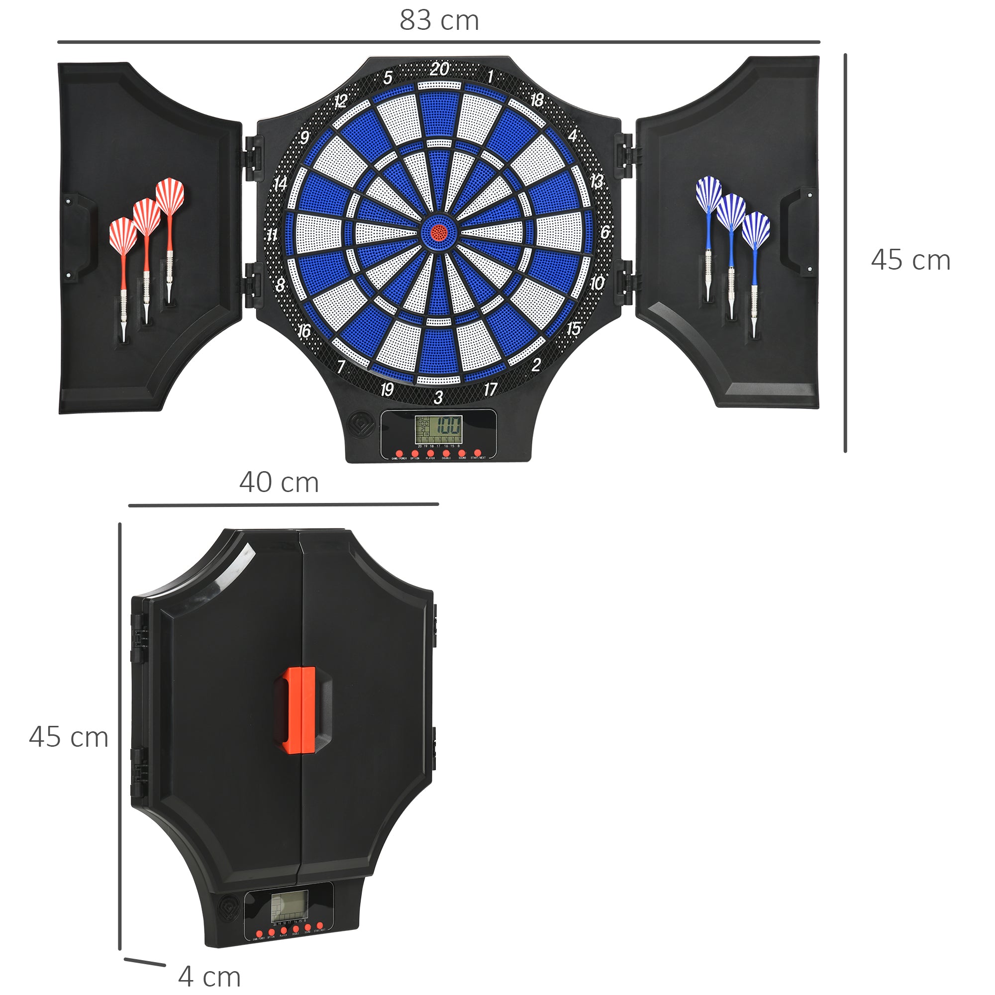 Electronic Dartboard, 12 Darts LCD Display for 8 Players, Plastic