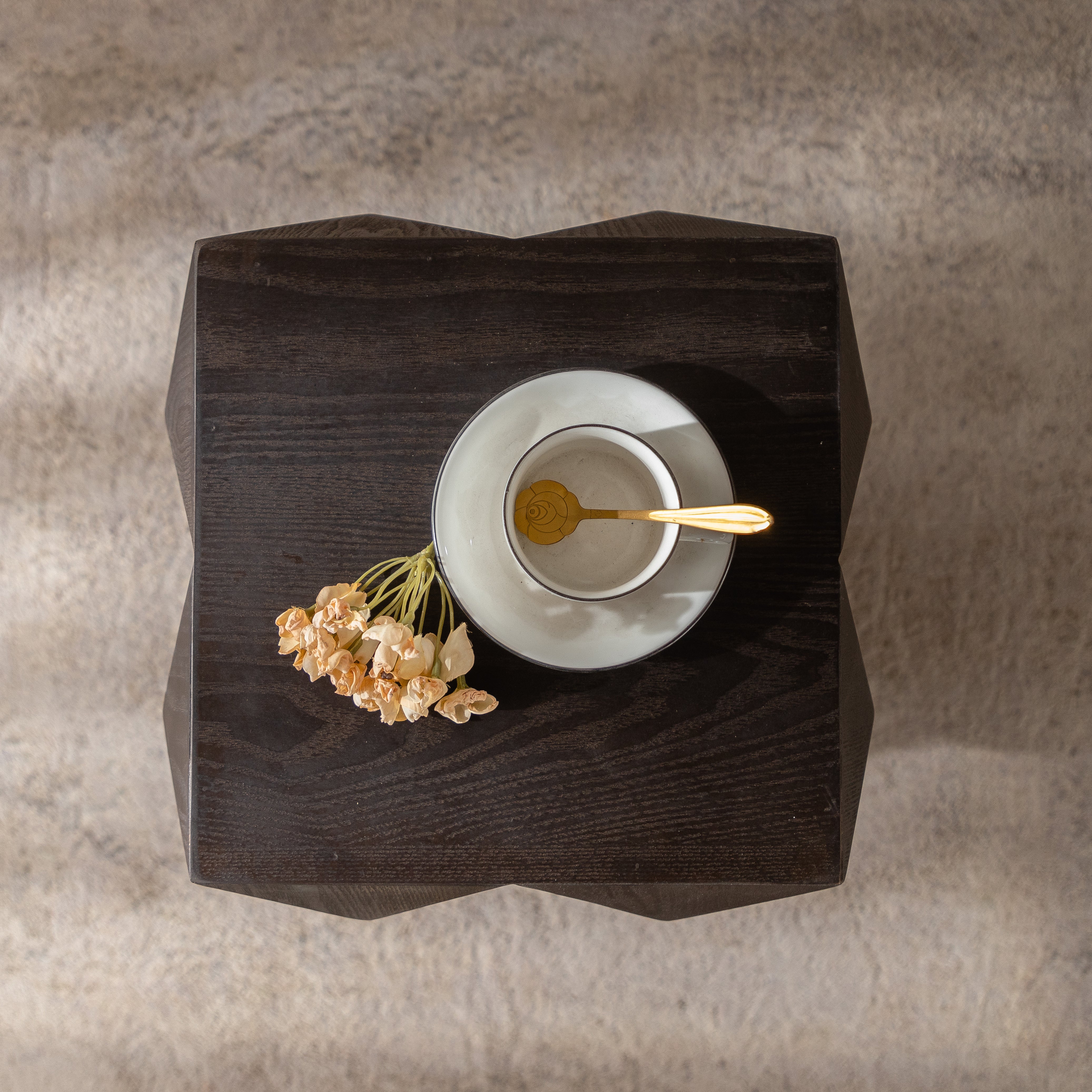 60cm height three-dimensional embossed pattern design retro side table retro wooden nightstand brown