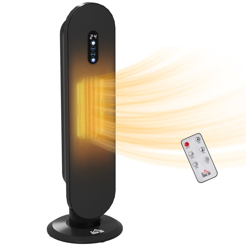 Ceramic Space Heater, 45° Oscillating with Remote - Black