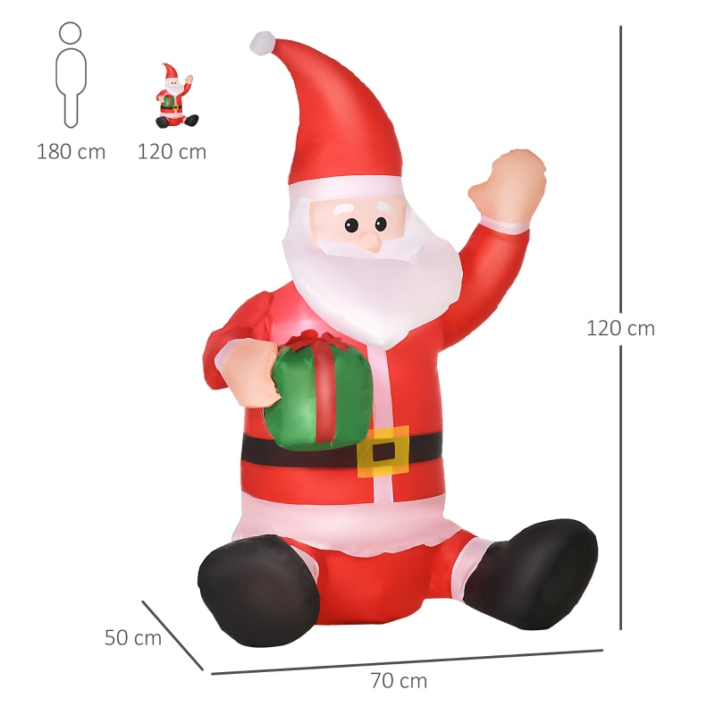 Inflatable Santa Claus Gift, 4ft LED Outdoor Decoration