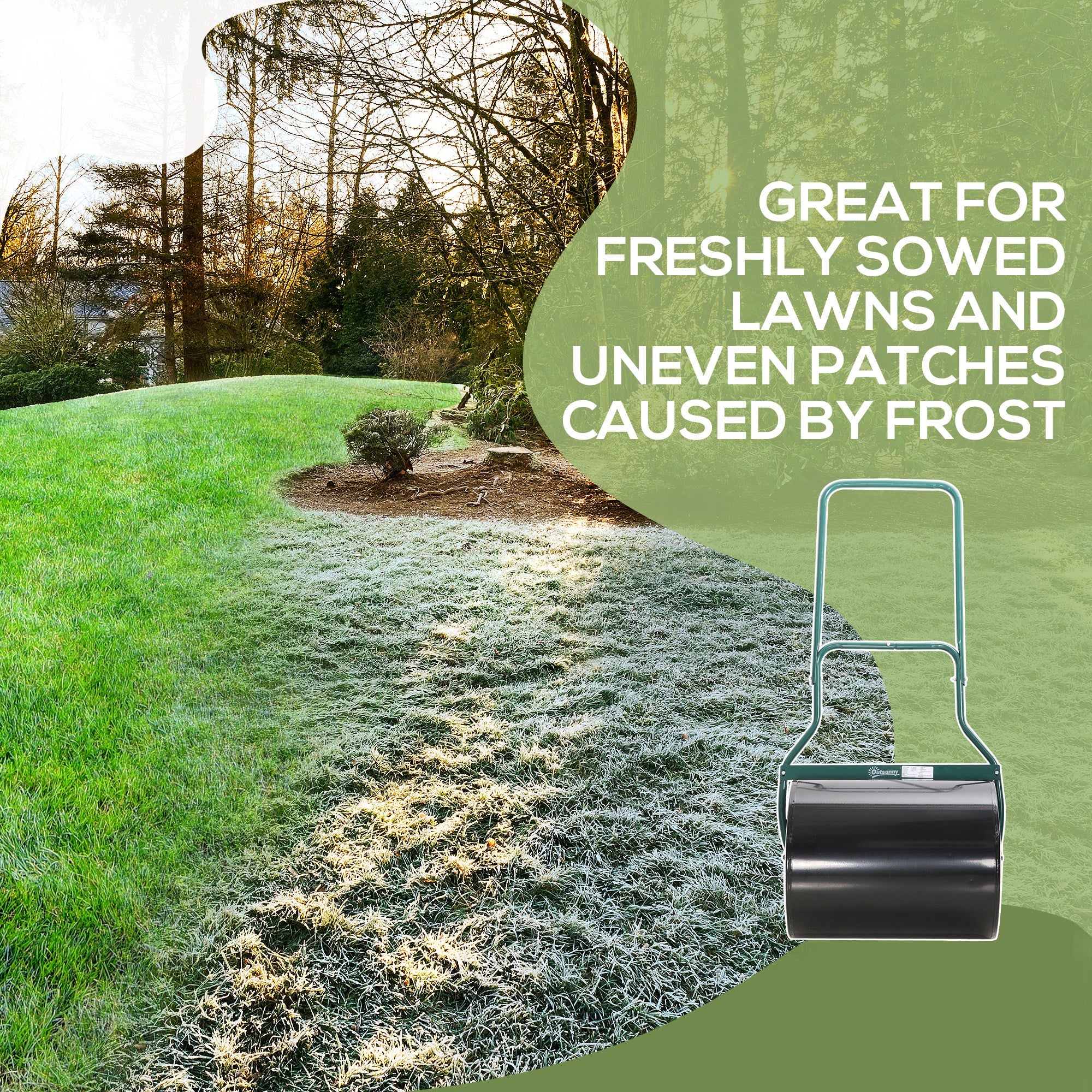 Garden Lawn Roller 50cm Push Pull Water Sand Fillable Cylinder Steel