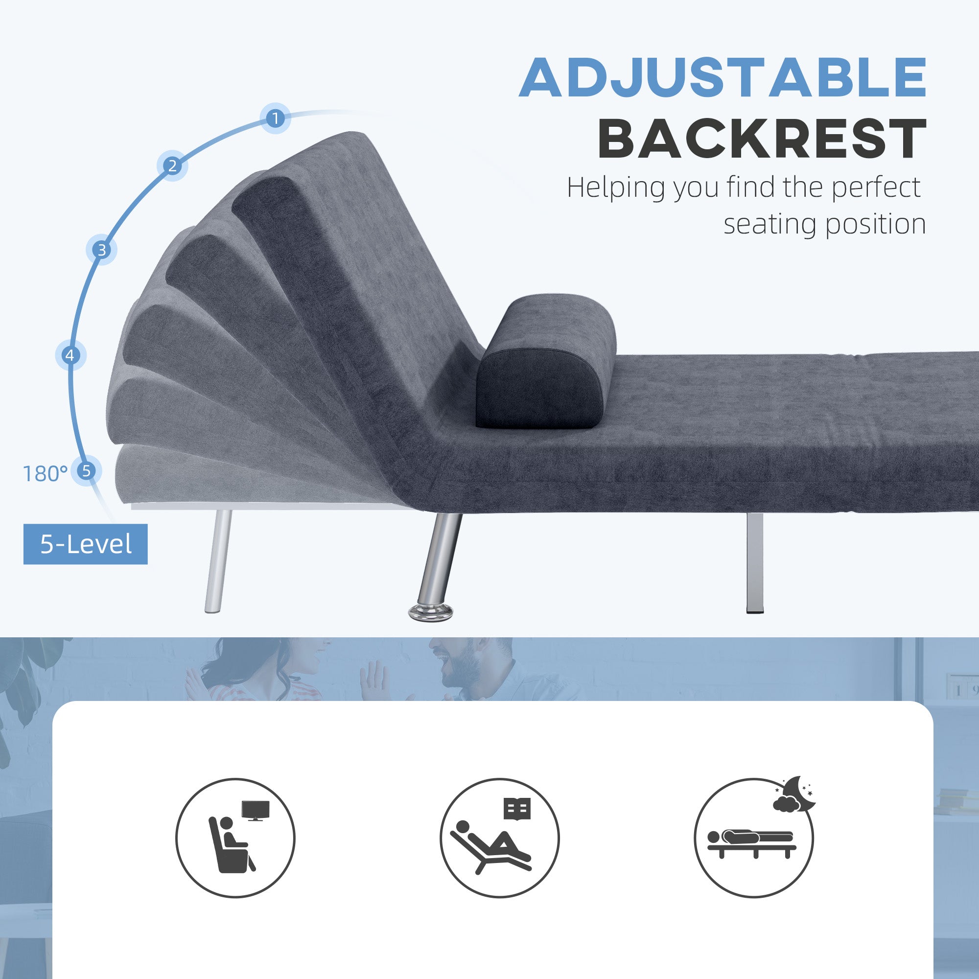 Sleeper Chair, Velvet-Feel, Charcoal Grey