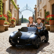 Maserati 2-Seater Electric Car for Children, 12V Battery with Remote Control and LED Lights, Black