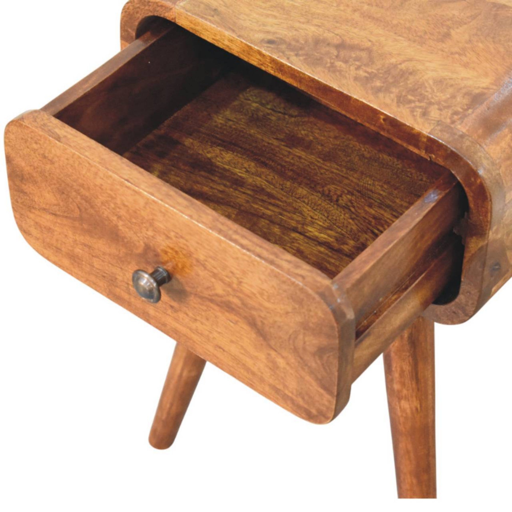 Avora Mini Nightstand, 1 Drawer, Solid Wood, Dark Brown