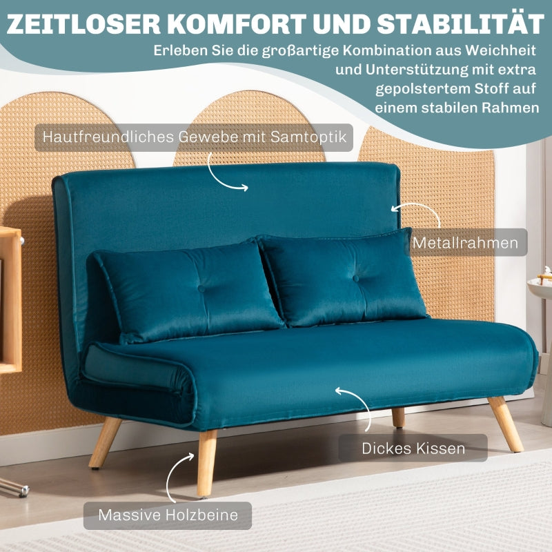 2-seater Sofa Bed, Convertible with Adjustable Backrest, Dark Green Fabric