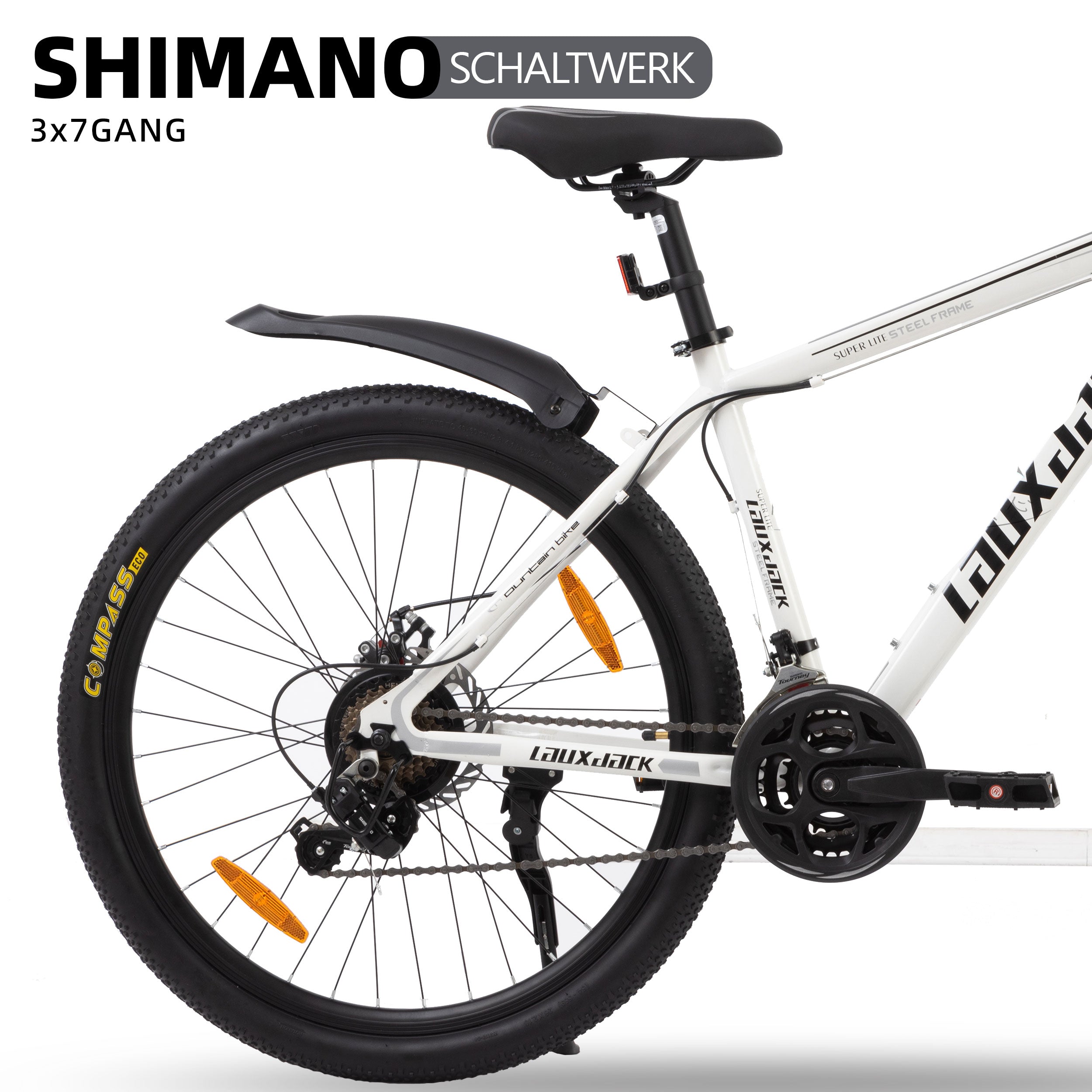 Hardtail Mountain Bike, 28-Inch 21-Speed Shimano Tourney with Disc Brakes, Black