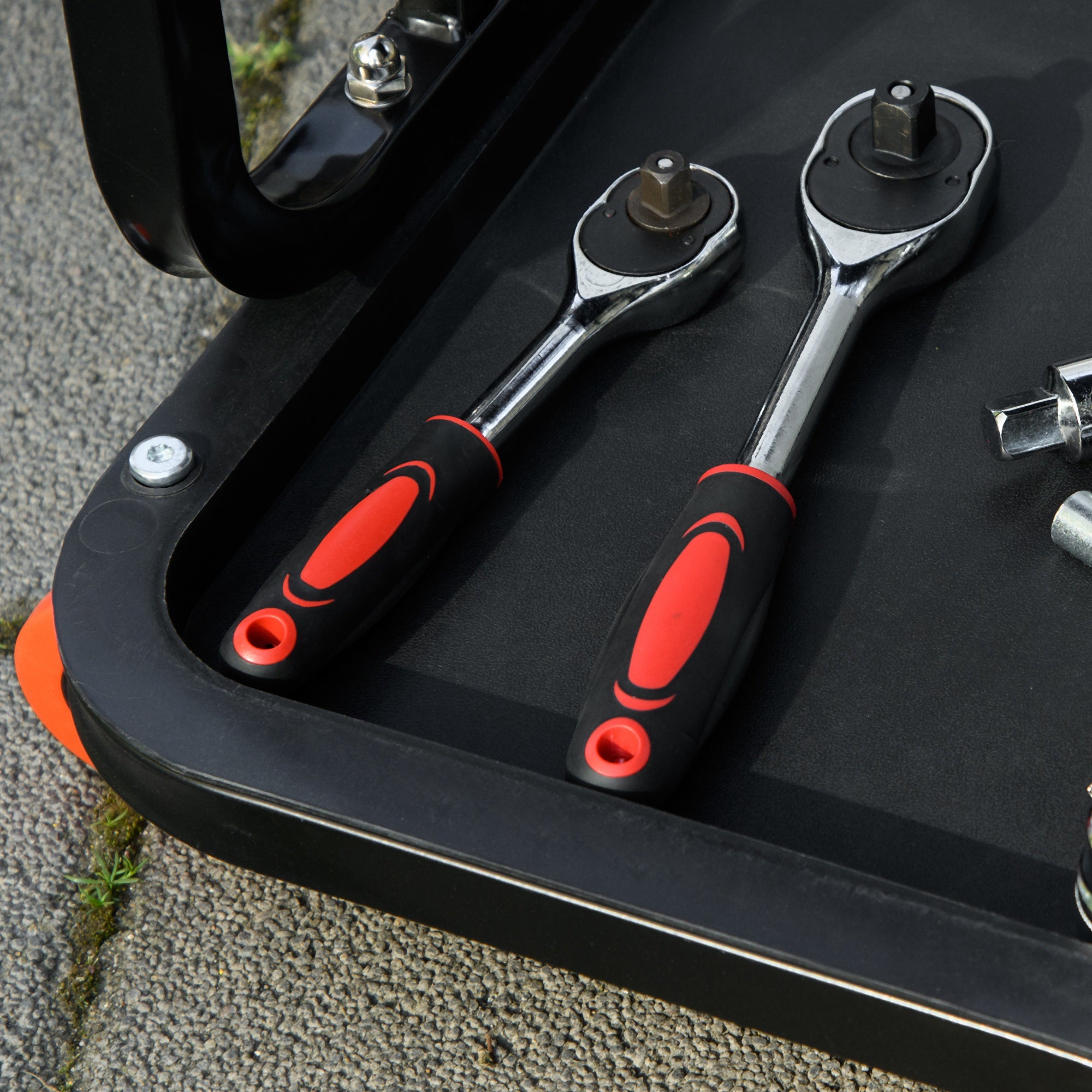 Workshop Stool, Padded Seat, Storage, Steel, Red