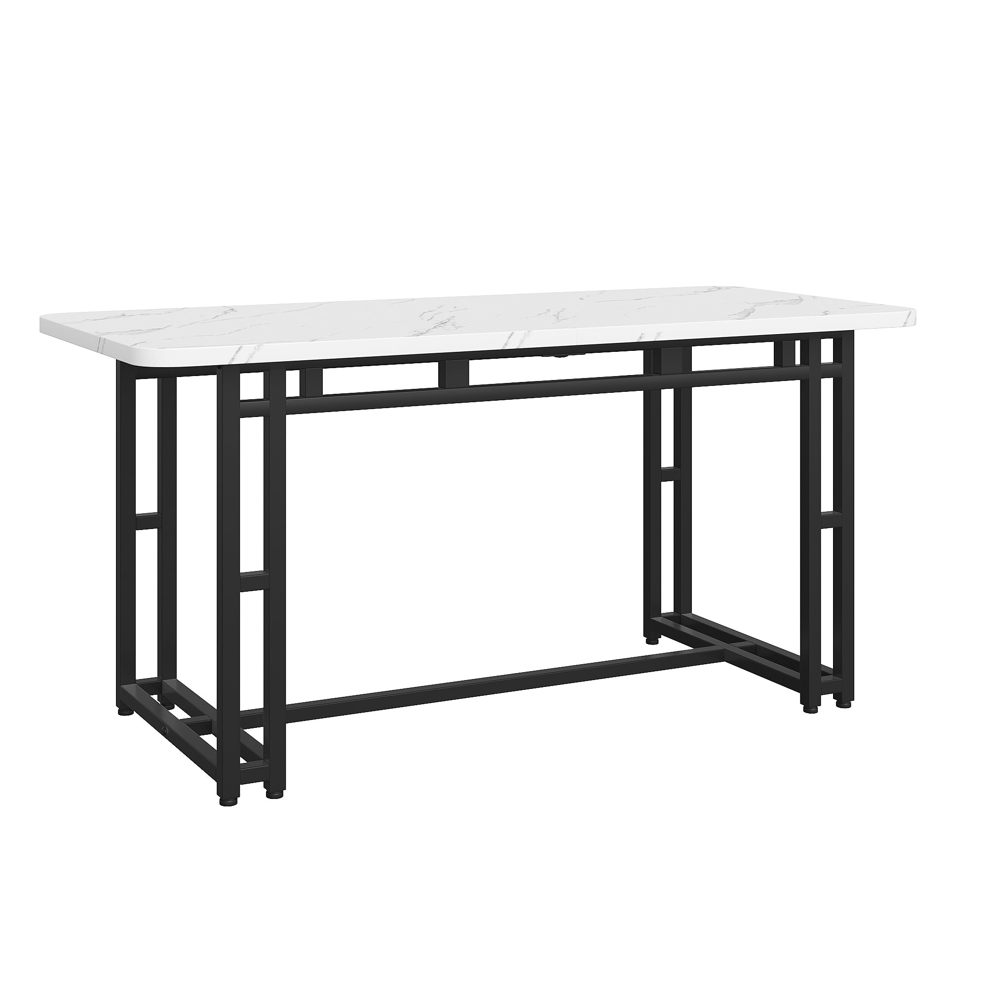 Lightweight Luxury Dining Table, 140x80cm Rectangular Metal Frame, Black
