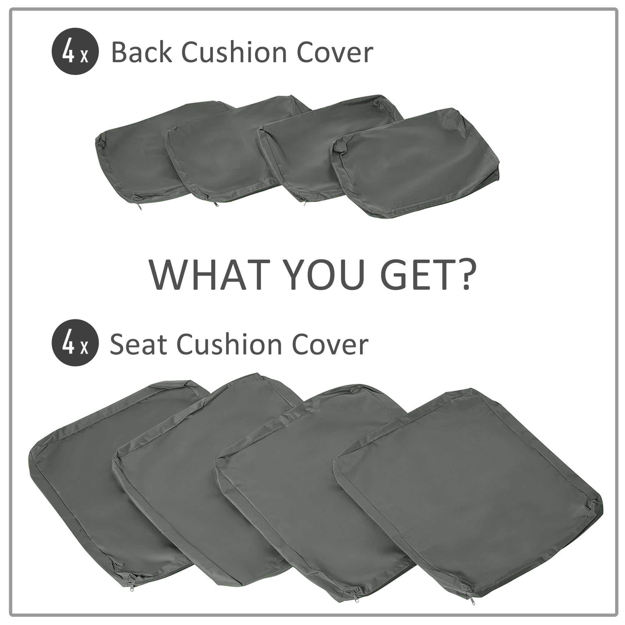 Replacement Cushion Cover for Rattan Patio Furniture Seat Polyester Deep Grey