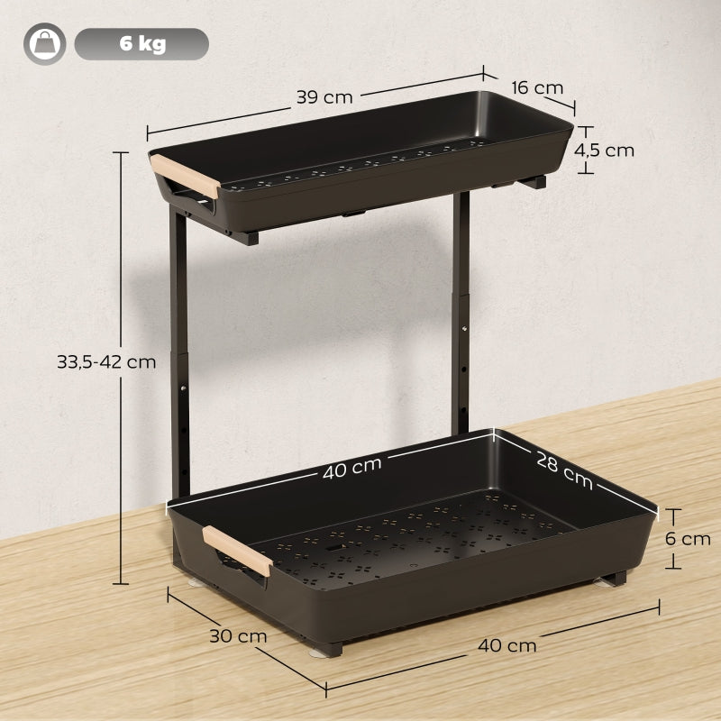 Kitchen Shelf, Height-Adjustable with 2 Baskets