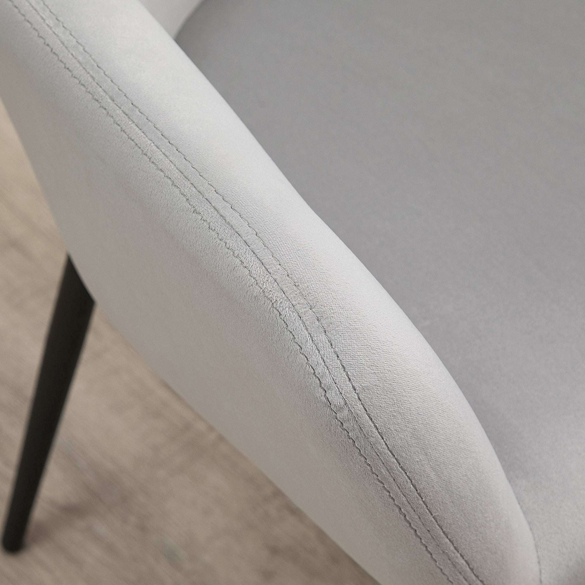 Dining Chairs Set of 2 Upholstered Backrest Steel Legs, Light Gray Velvet Look