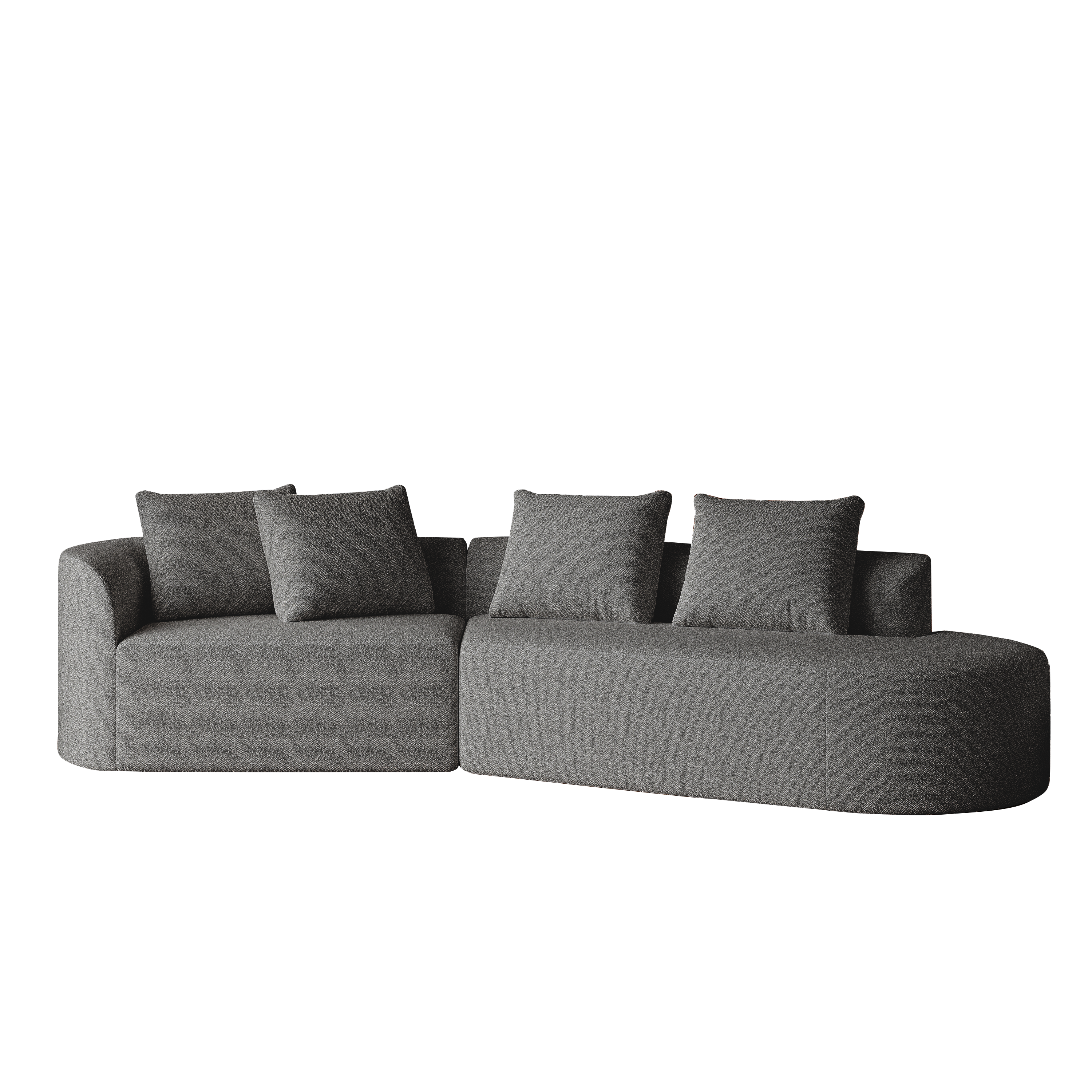 Chenille Sofa, Modern Oversized 4-Seater Corner with Deep Seat & Pillows, Cloud Couch
