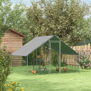Chicken Run Walk-in Coop Hen Poultry House Cage with Water-Resist Cover, Galvanised