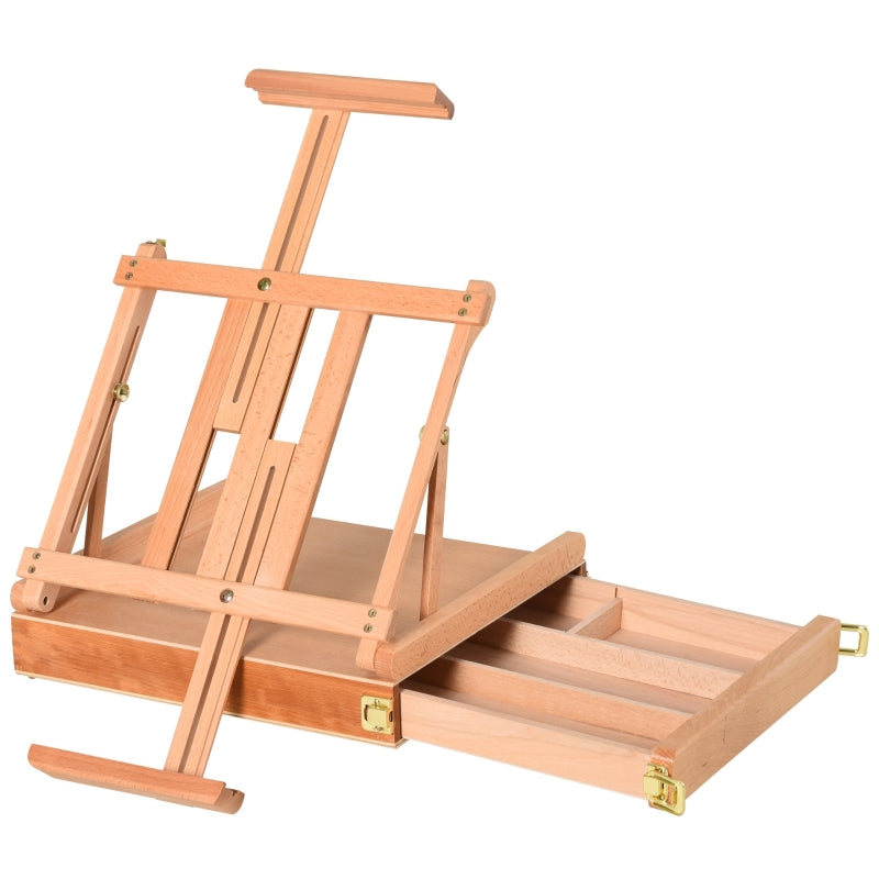 Vinsetto Easel, Studio Foldable with Drawer, Natural Beechwood