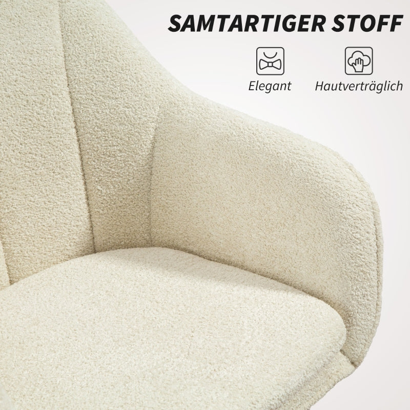 Velvet Vanity Chair Curved Backrest - Beige
