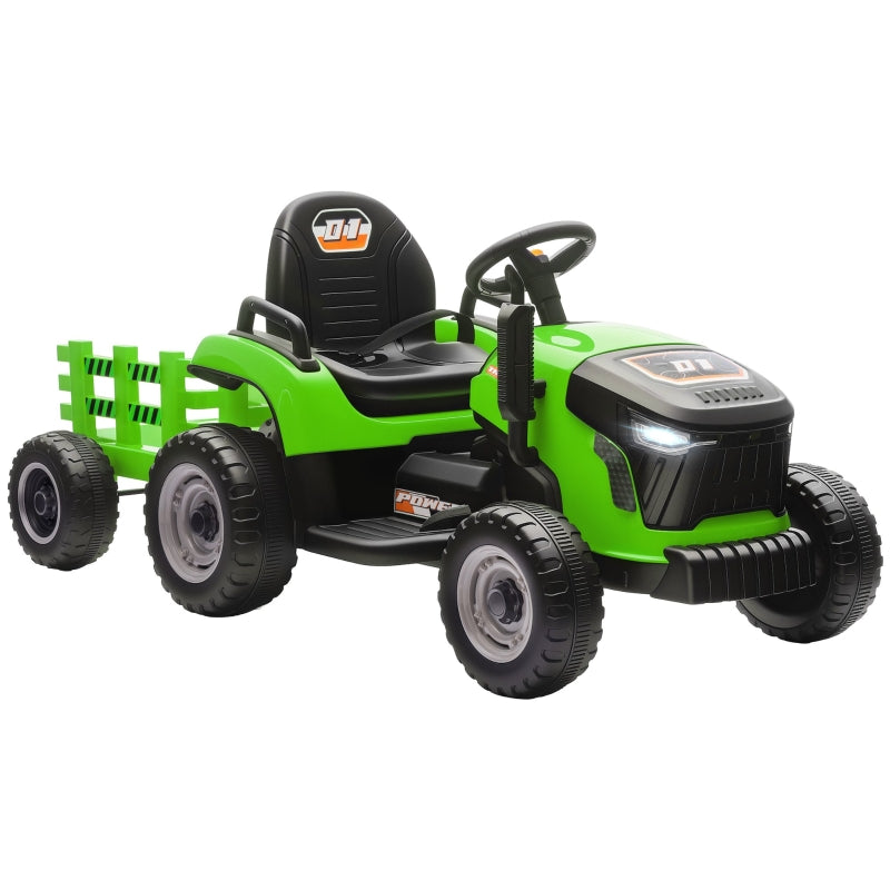 Electric Children's Tractor with Remote Control and Soft Start, Green