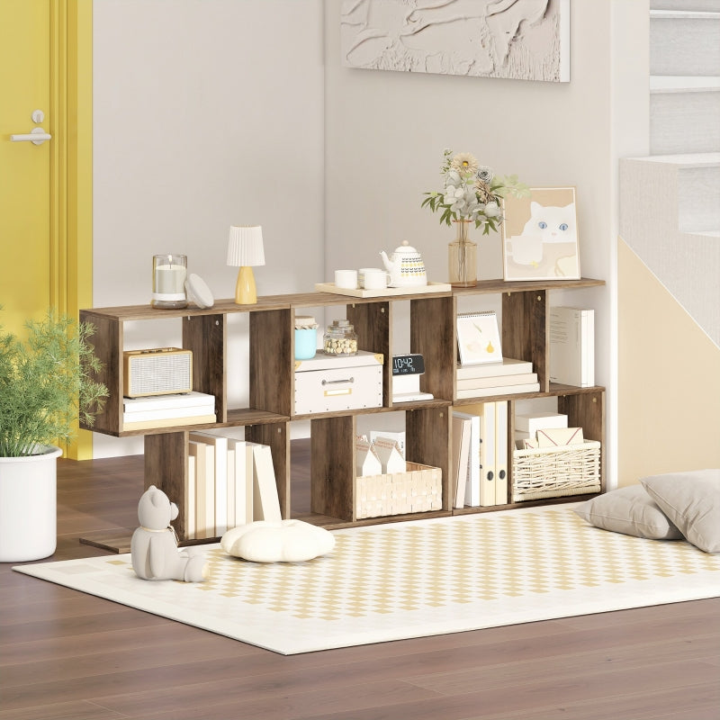 Side Table Narrow End Table S-Shaped 3-Tier Storage Shelves Oak