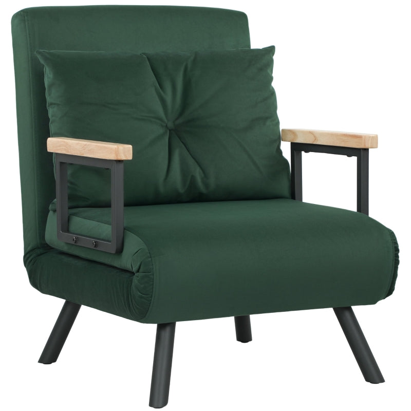 4-in-1 Single Chair Bed, Velvet-Feel Green