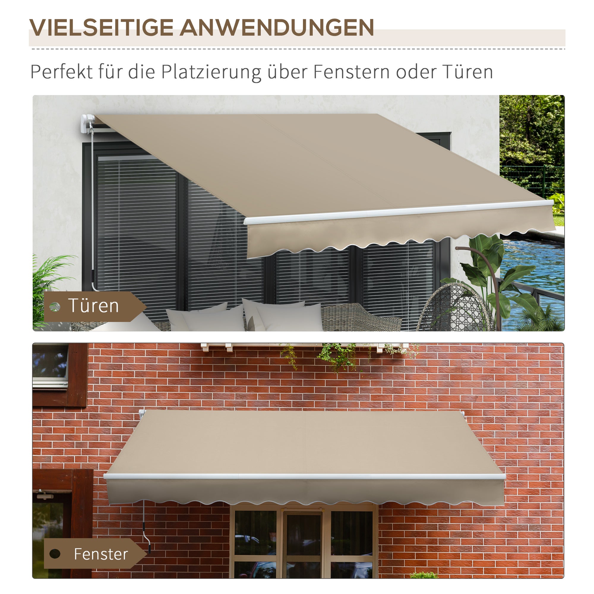 Aluminum Folding Arm Awning 3.95m Sun Protection - Beige