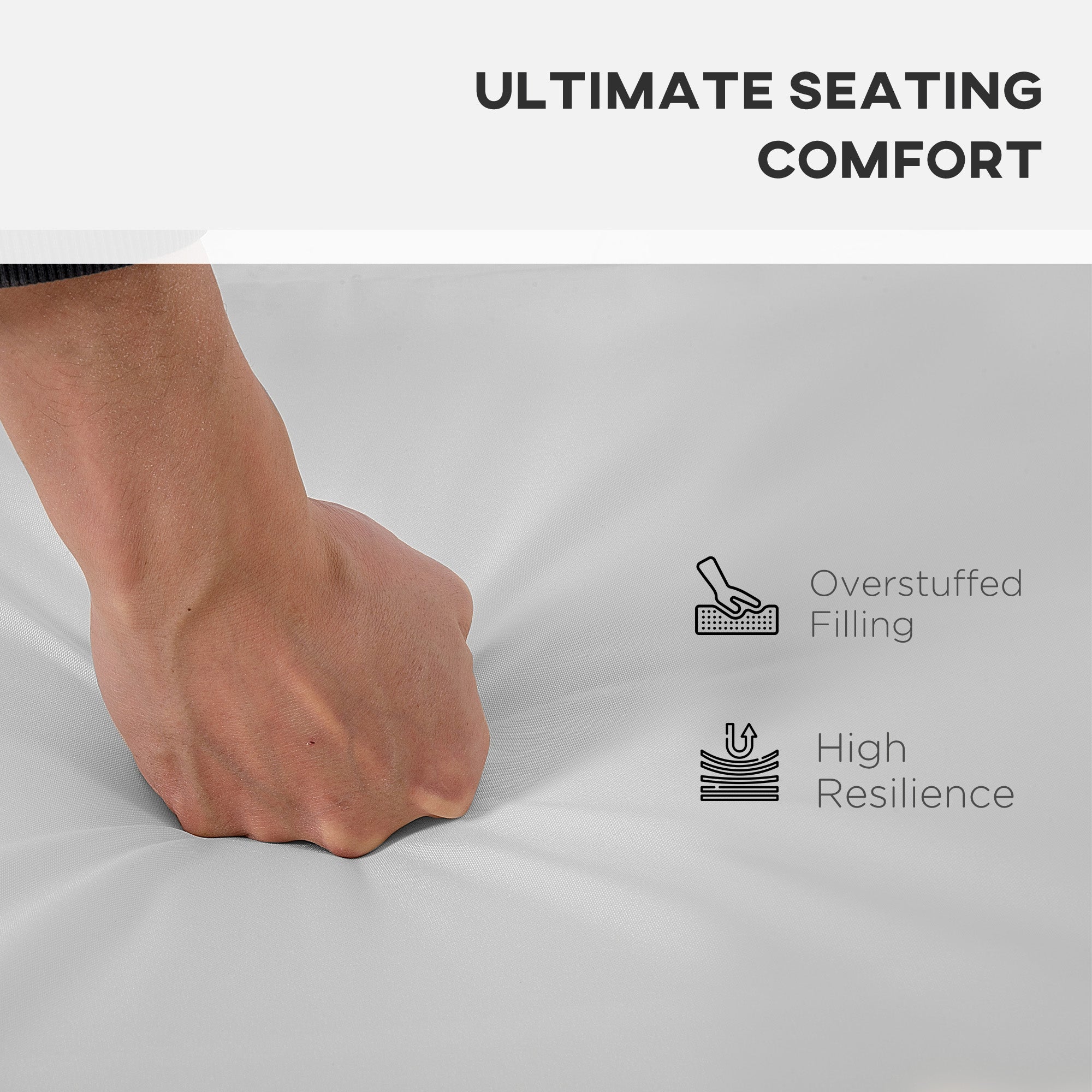 Outdoor Seat Cushion 3 PC Set for Rattan Furniture, Grey