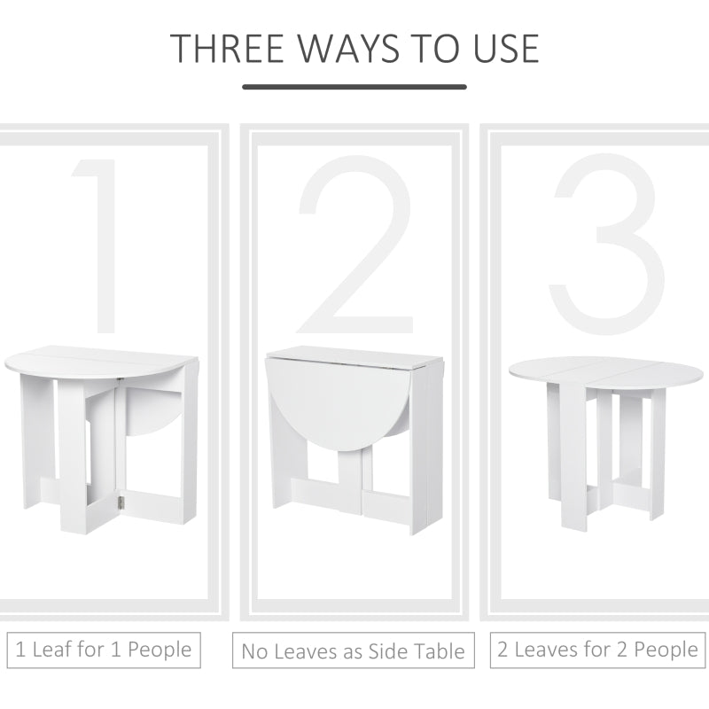 Space-saving Drop Leaf Folding Dining Table for Small Space, White