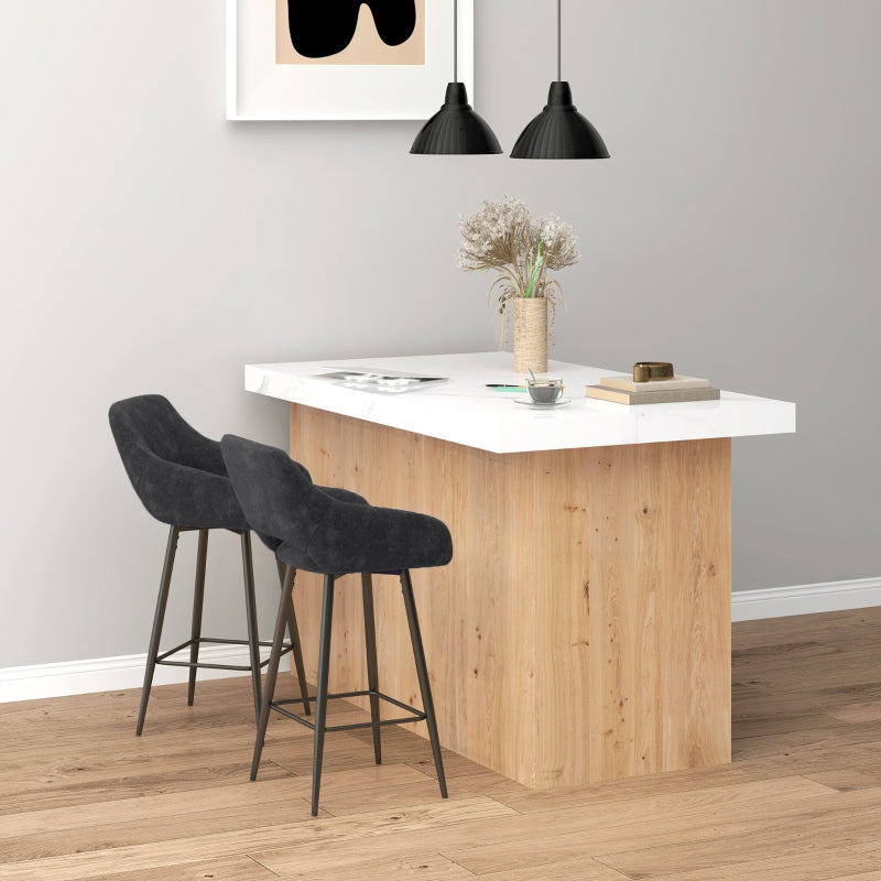 Velvet-Feel Bar Stools - Set of Two, Grey