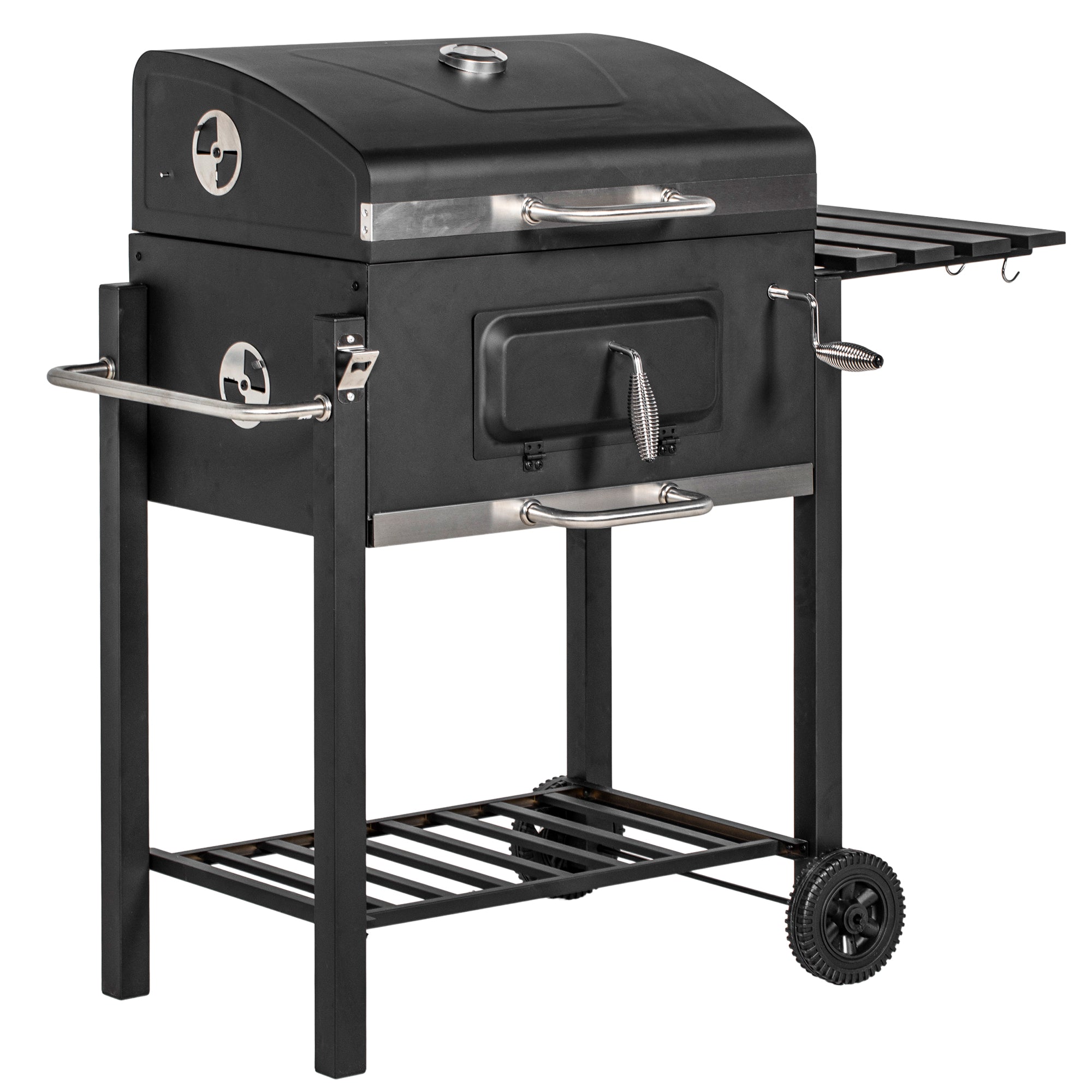 Charcoal Grill Height-Adjustable Coal Pan Black