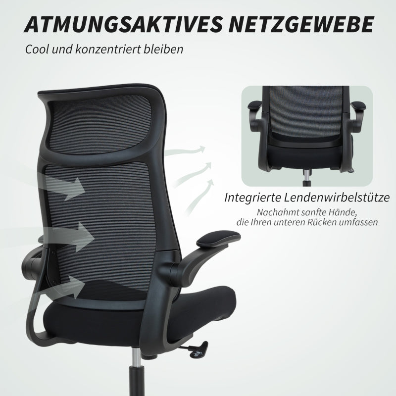 Ergonomic Office Chair with Mesh Back, 3D Armrests, Headrest & Tilt - Black