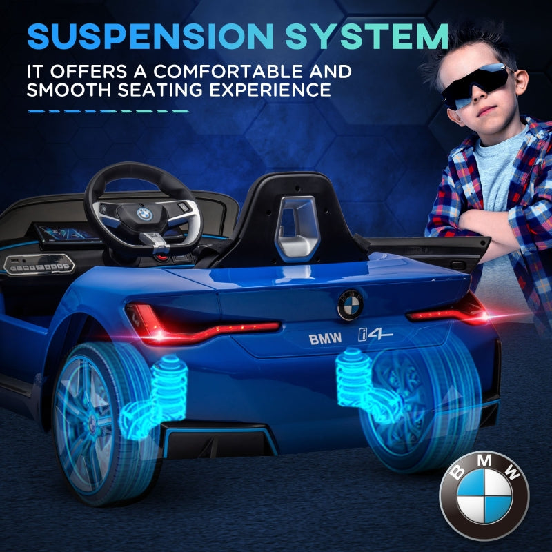 BMW i4 Licensed 12V Electric Ride-On Car, Blue